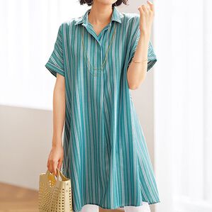 BELLUNA（ベルーナ）の「ストライプスキッパーシャツワンピース（シャツワンピース）」｜詳細画像