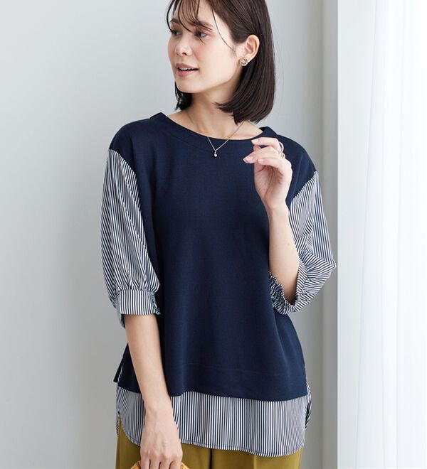 BELLUNA（ベルーナ）の「ラメ調素材シャツフェイクチュニック（チュニック）」｜詳細画像