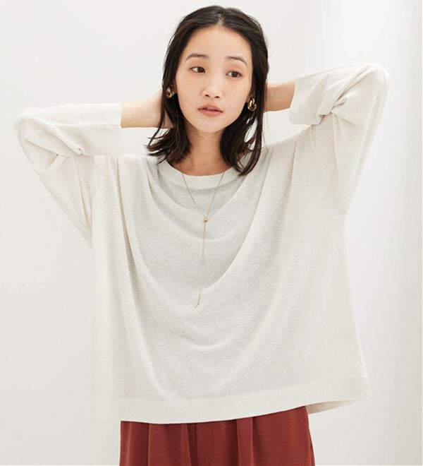 BELLUNA（ベルーナ）の「ほどよい透け感！シアー素材プルオーバー（カットソー）」｜詳細画像