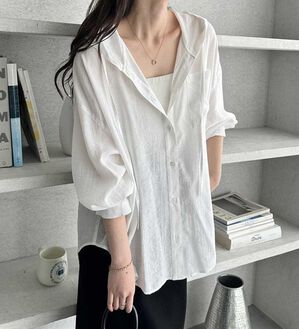 GeeRA（ジーラ）の「フード付きオーバーサイズシャツ（シャツ）」｜詳細画像