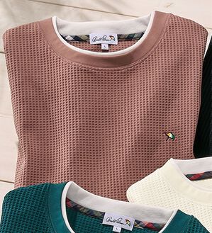 「＜アーノルド　パーマー＞ワッフルレイヤードＴシャツ（メンズＴシャツ）」｜グレイッシュピンク