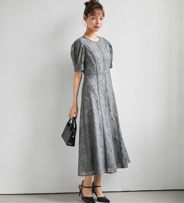 RANAN（ラナン）の「花柄レースフレアーシルエットドレス（その他ワンピース）」｜詳細画像