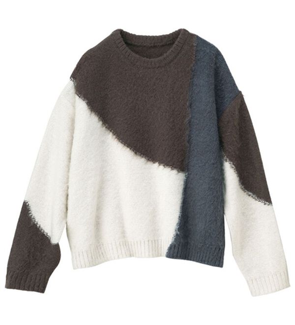 RANAN（ラナン）の「カラーブロッキングニットプルオーバー（ニット・セーター）」｜詳細画像