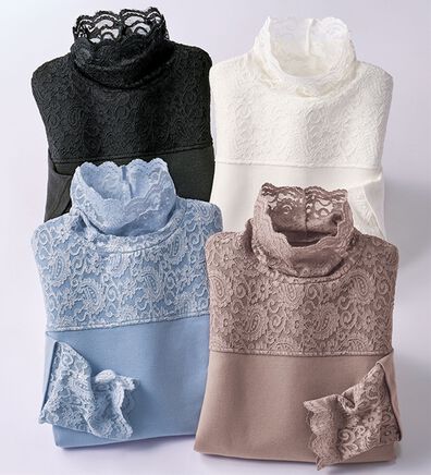 BELLUNA（ベルーナ）の「レース使い吸湿発熱プルオーバー（カットソー）」