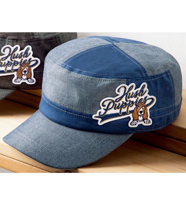 「＜ハッシュパピー＞切替デザインワークキャップ（メンズ帽子）」｜ネイビー系