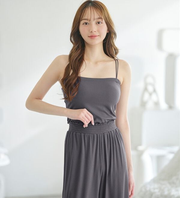 YU'NOW（ユナウ）の「＜リボンカーデ&times;ロングパンツ＞ぷるるん谷間のルームウェア３点セット（パジャマ・ルームウェア）」｜詳細画像