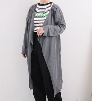 A HAPPY MARILYN（アハッピーマリリン）の「【大きいサイズ】【Ｍ～８Ｌ】【ＵＶカット】長袖トッパーカーディガン（ニットカーディガン）」｜チャコール