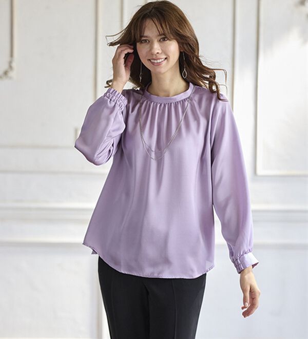 BELLUNA（ベルーナ）の「大人の艶感ヴィンテージサテン素材ブラウス（ブラウス）」｜詳細画像