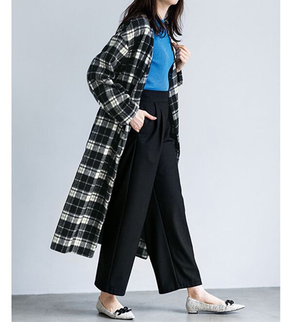 RANAN（ラナン）の「ビッグチェック柄シャギーコート（ロングコート）」｜詳細画像
