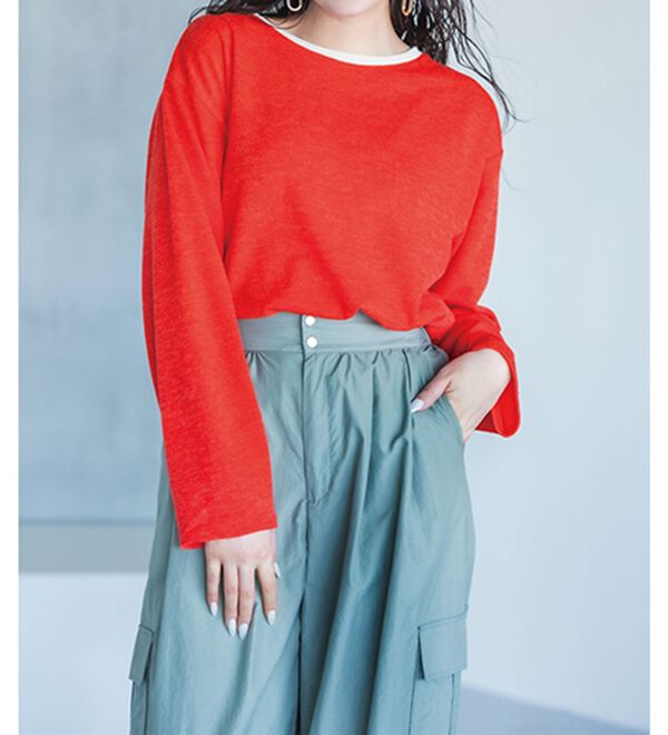 RANAN（ラナン）の「配色使いニットソープルオーバー（カットソー）」｜詳細画像