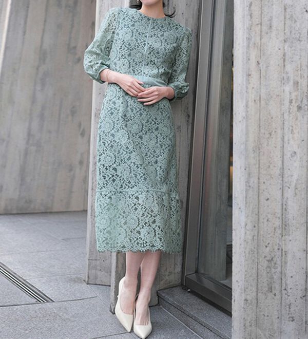 RANAN（ラナン）の「配色デザインレースワンピース（その他ワンピース）」｜ライトブルー