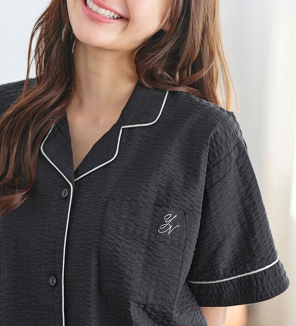 YU'NOW（ユナウ）の「【半袖＋ロングパンツ】綿１００％サッカーシャツパジャマ（パジャマ・ルームウェア）」｜詳細画像