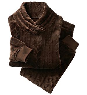 LAVIENNE（ラヴィエンヌ）の「寒がりさんのためのふわっもこケーブルフリースパジャマ（パジャマ・ルームウェア）」｜ブラウン