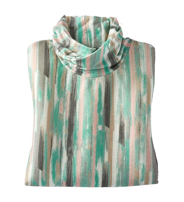 BELLUNA（ベルーナ）の「テンセル（ＴＭ）繊維・コットンプリントプルオーバー（カットソー）」｜かすり調柄