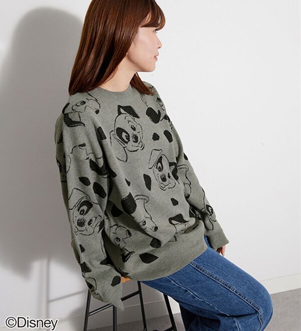 BELLUNA（ベルーナ）の「＜Ｄｉｓｎｅｙ＞【１０１匹ワンちゃん】総柄ジャカードゆったりセーター（ニット・セーター）」｜詳細画像
