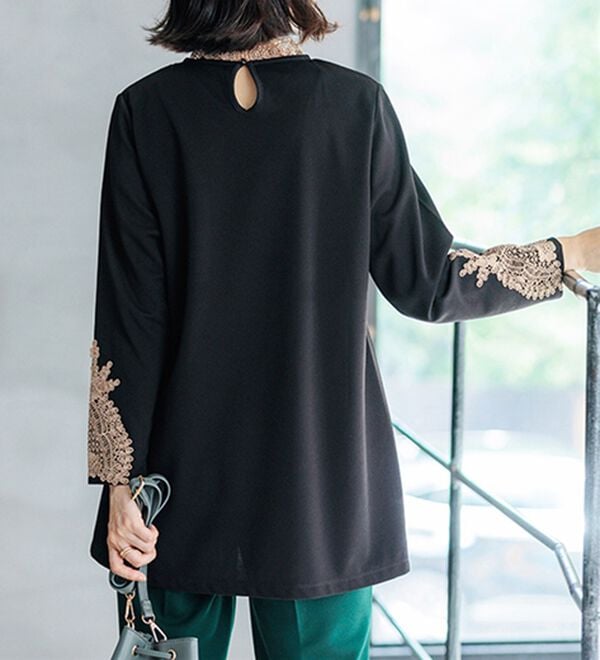 BELLUNA（ベルーナ）の「配色レース使い華やかチュニック（チュニック）」｜詳細画像