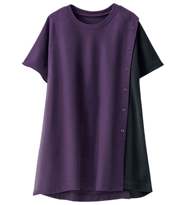 BELLUNA（ベルーナ）の「ボタン使い配色切替デザインチュニック（チュニック）」｜詳細画像