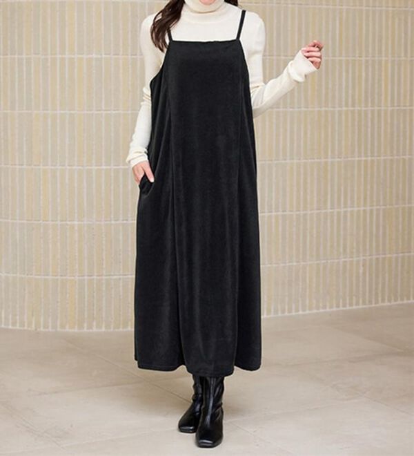 RANAN（ラナン）の「畦ニットカーデ&times;ベロアキャミワンピ（ロングワンピース）」｜詳細画像