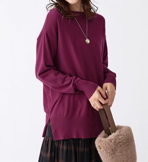 BELLUNA（ベルーナ）の「【新色追加】もちもち素材ハイネックニットプルオーバー（ニット・セーター）」｜ボルドー