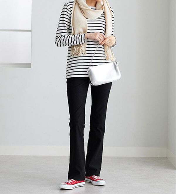 BELLUNA（ベルーナ）の「【選べる裏起毛】静電気防止！ヘリンボーンブーツカットパンツ（フルレングスパンツ）」｜詳細画像