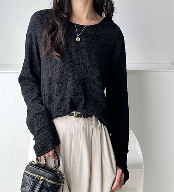 GeeRA（ジーラ）の「クルーネックジャガードプルオーバー（カットソー）」｜詳細画像