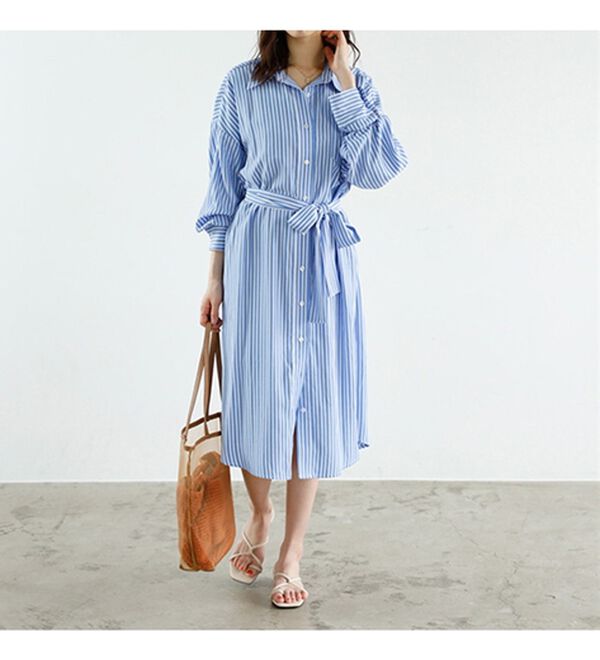 GeeRA（ジーラ）の「ミディ丈シャツワンピース（シャツワンピース）」｜詳細画像