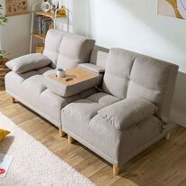 iellio（イエリオ）の「テーブル付３ＷＡＹソファベッド＜３人掛け・クッション付・ドリンクホルダー付・リクライニング・テーブルソファ・脚付きソファ＞（ソファ）」