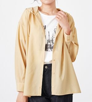 BELLUNA（ベルーナ）の「シアー素材フードデザインシャツ（シャツ）」｜イエロー
