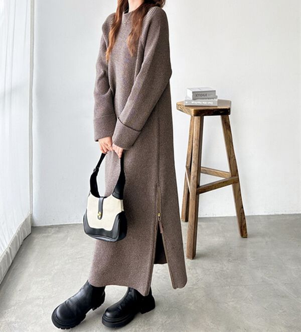 GeeRA（ジーラ）の「裾ファスナースリットニットワンピース（ニットワンピース）」｜詳細画像