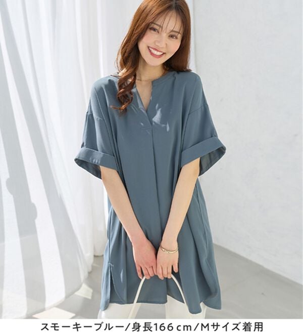 alotta（アロッタ）の「スキッパーとろみブラウスチュニック（ブラウス）」｜詳細画像