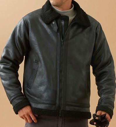 「裏ボアレザー調ジャケット（メンズジャケット）」