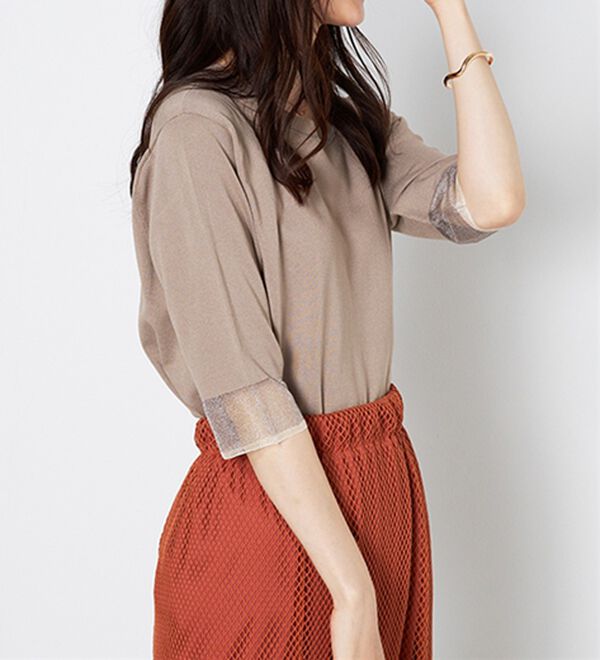 BELLUNA（ベルーナ）の「袖シアーラメ入りニットプルオーバー（ニット・セーター）」｜詳細画像