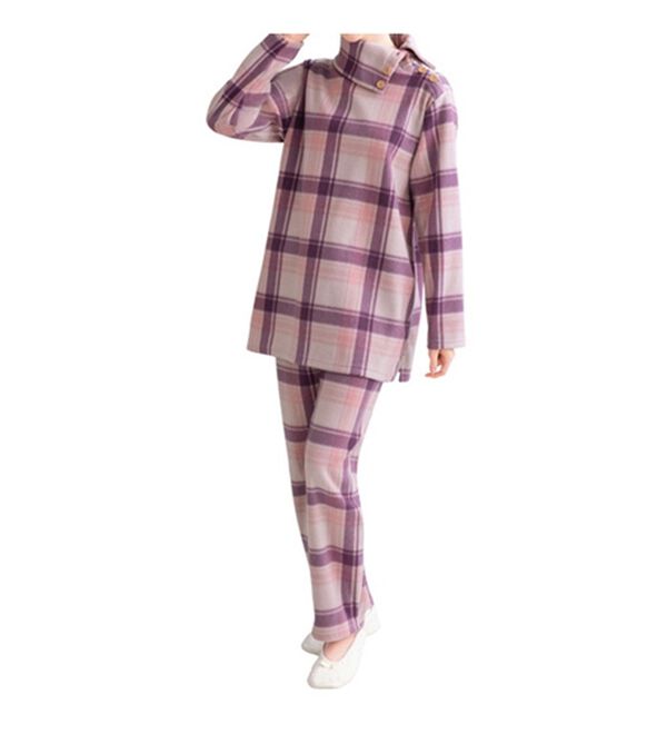 「ソフトでかるぽかフリースパジャマ　ドクターネック（パジャマ・ルームウェア）」｜詳細画像