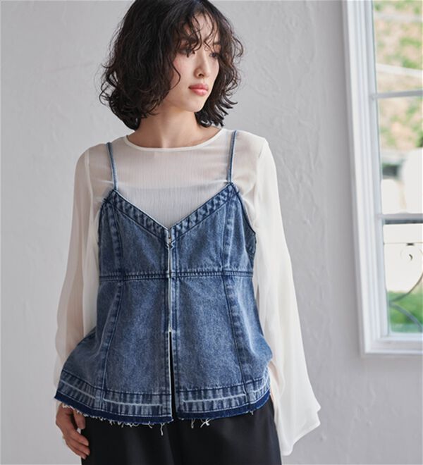 RANAN（ラナン）の「デニム素材キャミビスチェ（タンクトップ・キャミソール）」｜詳細画像