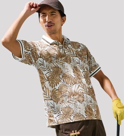 「＜オーシャンパシフィック＞リーフ柄サーフポロシャツ（メンズパーカー）」