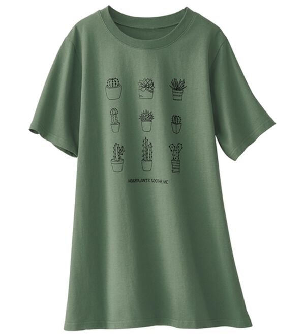 BELLUNA（ベルーナ）の「ひんやリッチコットン大人のおしゃれプリントチュニック（チュニック）」｜サボテン