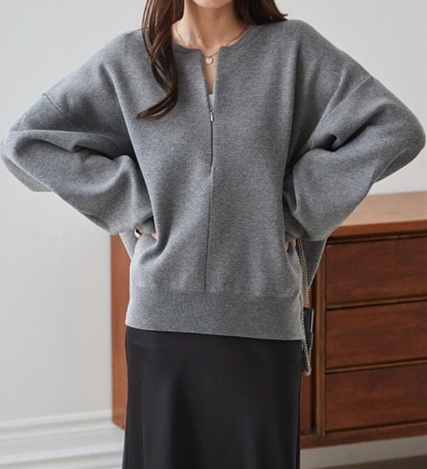 RANAN（ラナン）の「ハーフジップスウェットライクニット（ニット・セーター）」｜詳細画像