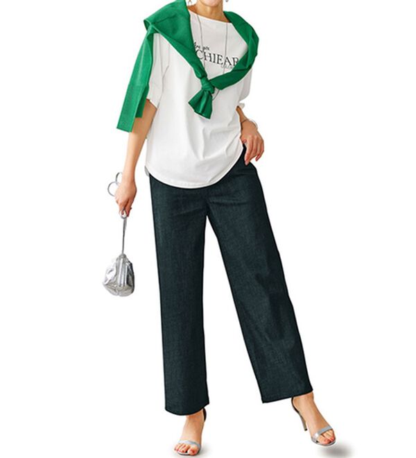 BELLUNA（ベルーナ）の「ヒンヤリ冷感！ライトオンスジーンズ（ワイド）（ワイドパンツ・ガウチョ）」｜詳細画像