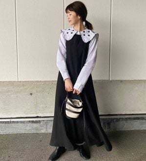 GeeRA（ジーラ）の「【インスタグラマーOCHIEさんコラボ】ノースリーブフレアーワンピース（ジャンパースカート）」｜ブラック