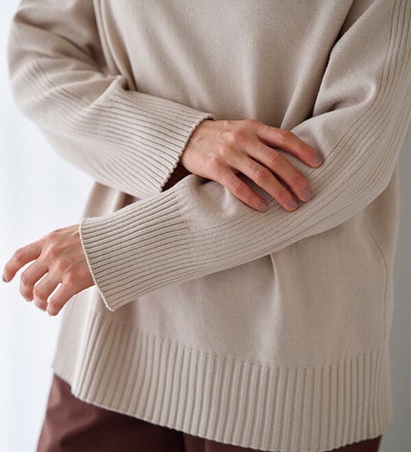 BELLUNA（ベルーナ）の「トレーナーがカジュアルすぎる方に！洗えるリブハイネックニット（ニット・セーター）」｜詳細画像