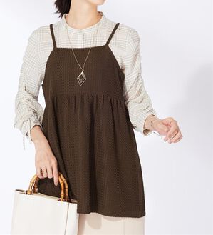 BELLUNA（ベルーナ）の「ジャカード素材ペプラムビスチェ（タンクトップ・キャミソール）」｜ブラウン