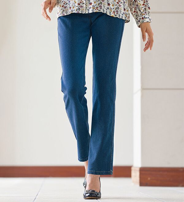 4L”ハイウエスト なんちゃってデニム サイドレースアップ柄 スパッツ レギンス 4L”ハイウエスト なんちゃってデニム サイドレースアップ柄