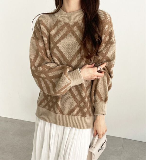 GeeRA（ジーラ）の「モヘアライクチェック柄ニットプルオーバー（ニット・セーター）」｜詳細画像