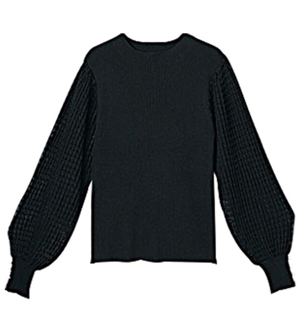 RANAN（ラナン）の「パール調ボタン付シアー袖ニットプルオーバー（ニット・セーター）」｜詳細画像