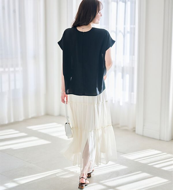 RANAN（ラナン）の「【汗シミ防止】ひんやり&防シワ前後2WAYハーフジップブラウス（ブラウス）」｜詳細画像