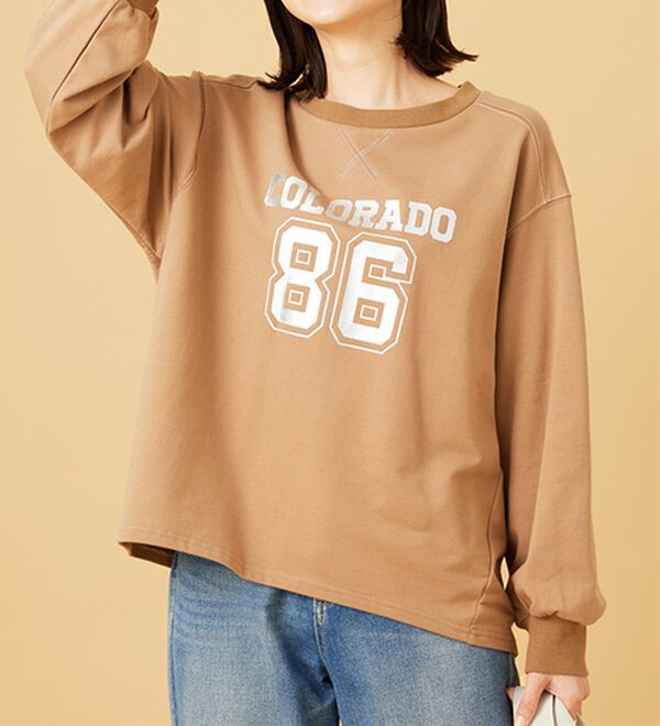 BELLUNA（ベルーナ）の「箔プリントロゴデザインプルオーバー（カットソー）」｜詳細画像