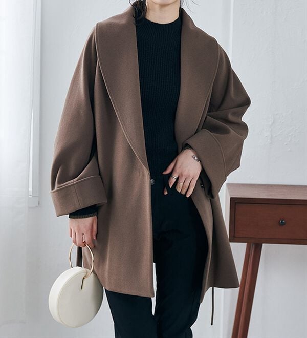 RANAN（ラナン）の「ウール調ビッグカラーガウンコート（ハーフコート）」｜詳細画像