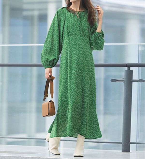 小花柄プリントマーメイドワンピース - ベルーナ【公式】