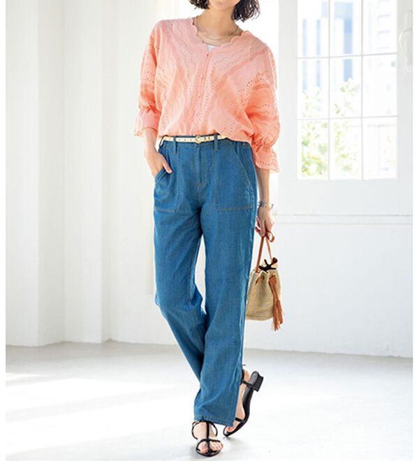 ルフラン（ルフラン）の「【３本組】【ヒヤロン】さらっと涼しい綿混パンツ（フルレングスパンツ）」｜詳細画像