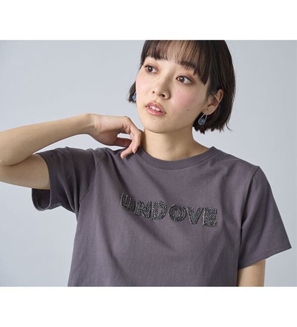 BELLUNA（ベルーナ）の「【UNDOVE】綿１００％ツイードロゴショート丈Ｔシャツ（Tシャツ）」｜詳細画像